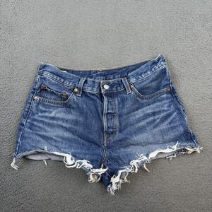 Levis 501 Shorts Womens 29 High Rise Distressed Raw Hem Denim Levi's Premium